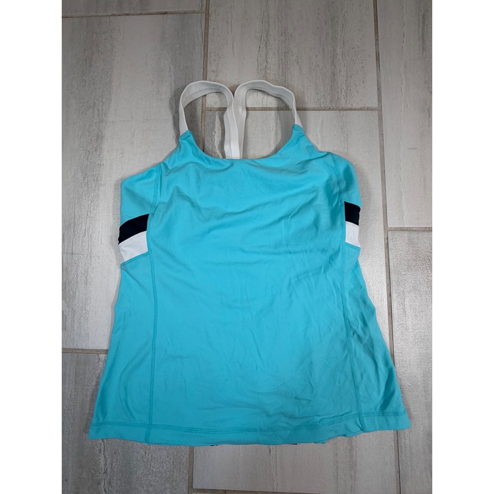 Lululemon Athletica Turquoise Racerback Tank Top with Built-in Bra Size 10